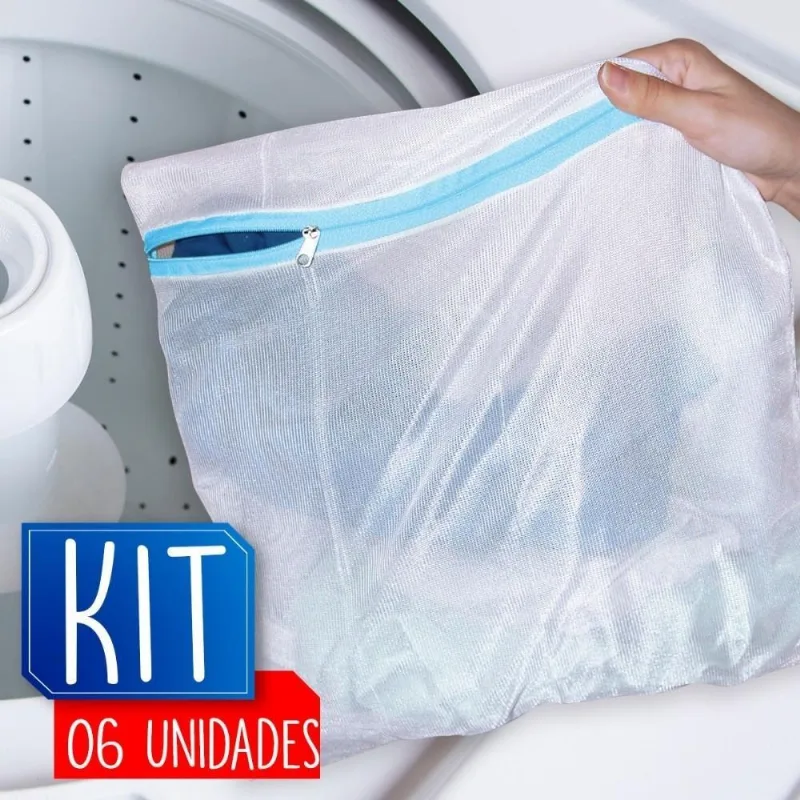 Kit 6 Sacos Proteção Lavar Roupa Delicadas (2p, 2m, 2g)