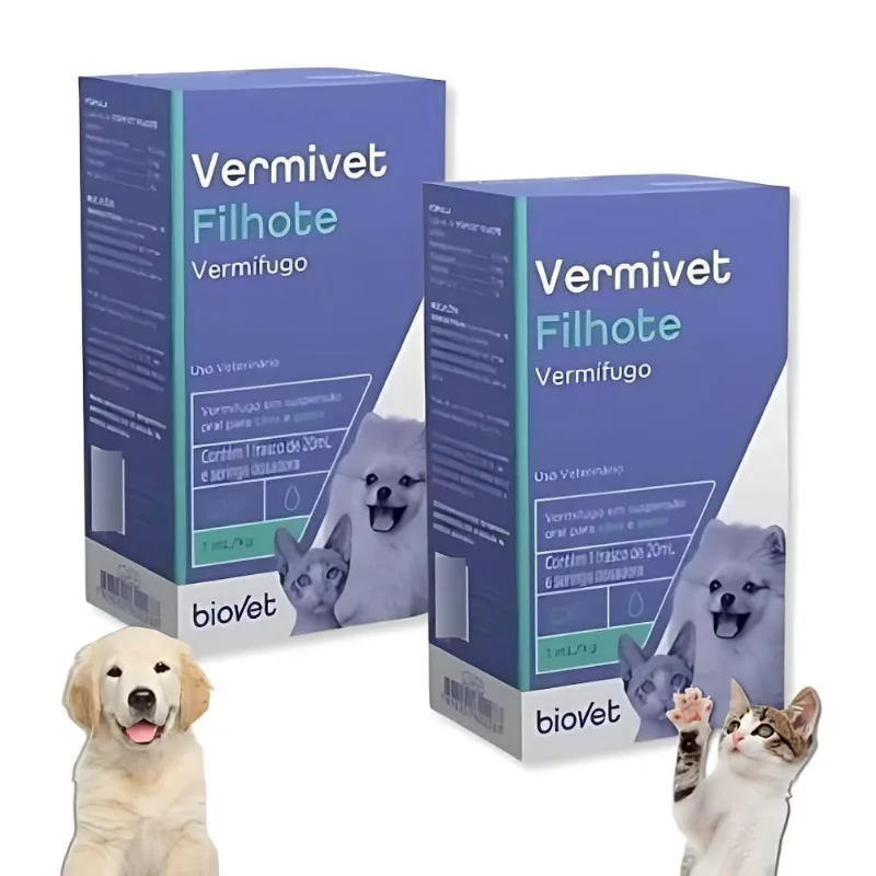 Kit 02 Vermífugo Vermivet Filhotes Cão E Gato 20ml