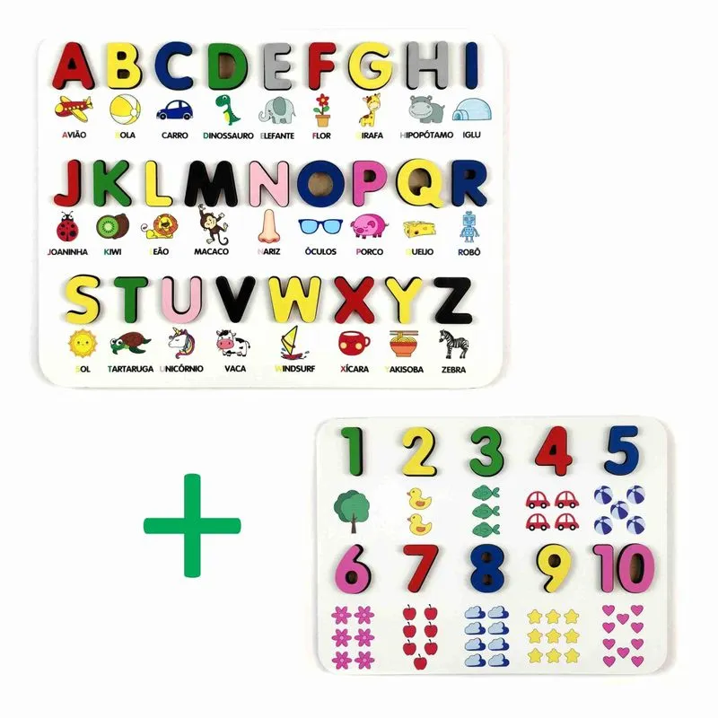 Brinquedo Madeira Letras E Números Tabuleiro Grande 3d