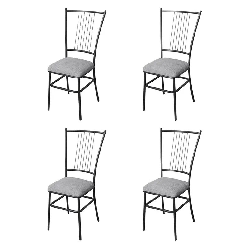 Kit 4 Cadeiras De Jantar Industrial Em Aço Assento Cinza Paris