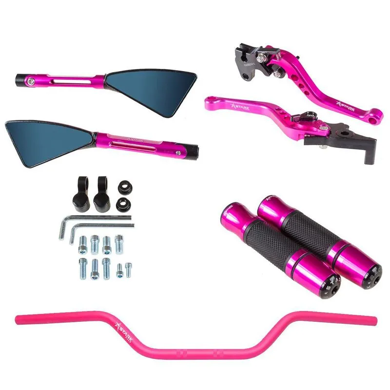 Kit Rosa Guidão 22mm Manopla Jupiter Retrovisor Manete Mt09