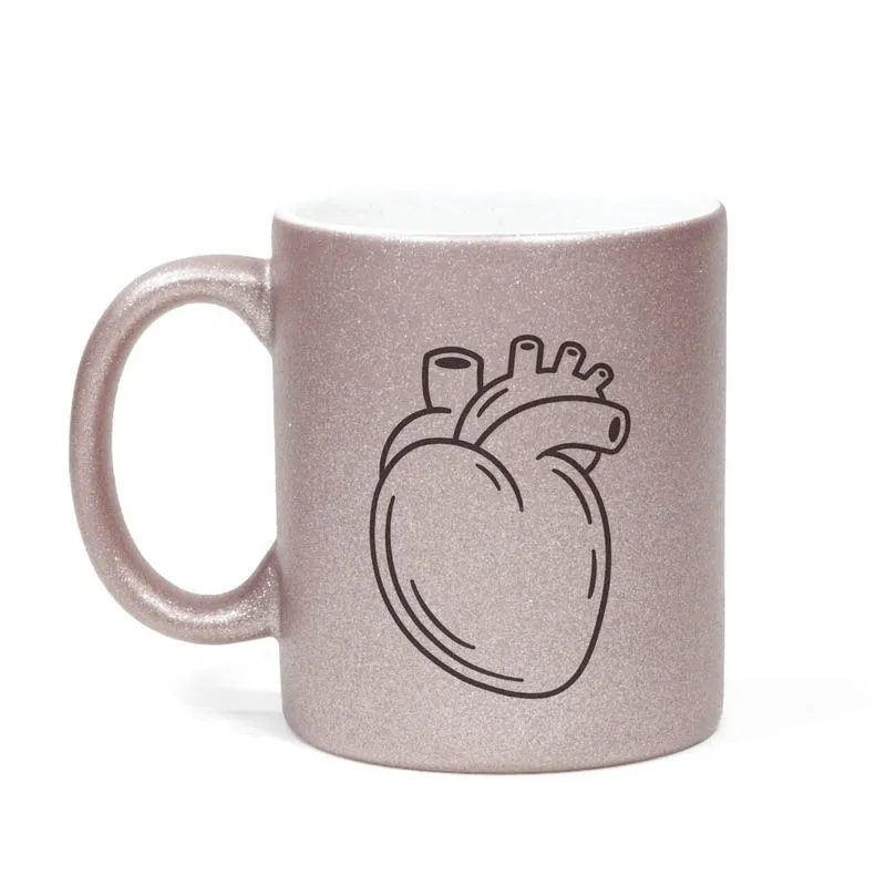 Caneca Gliter Coração Anatomia