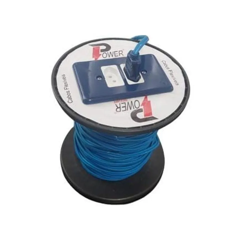Carretel Extensão Elétrica Paralelo 2x2,50. 20m Azul 250v
