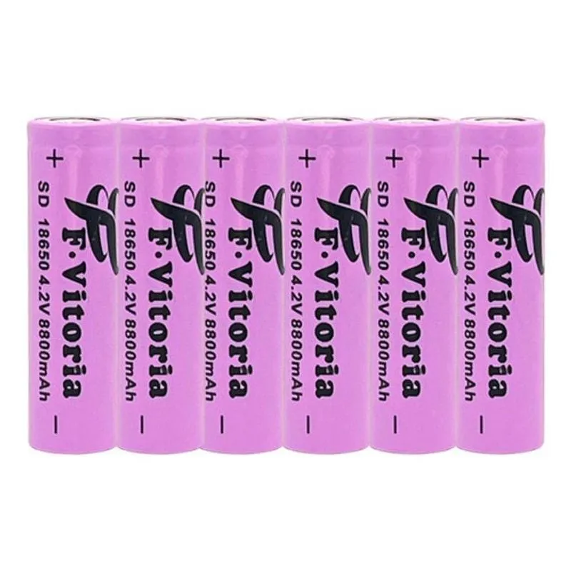 Kit 6 Bateria18650 Li-Ion 8800Mh 3.7V Lanterna Tática Led