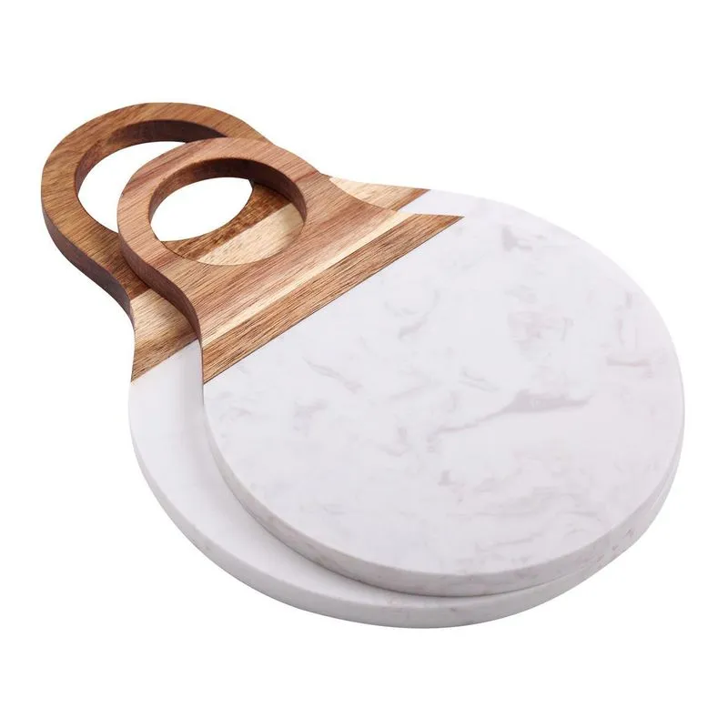 Conjuntounto De Tabuas De Madeira E Mármore Branco
