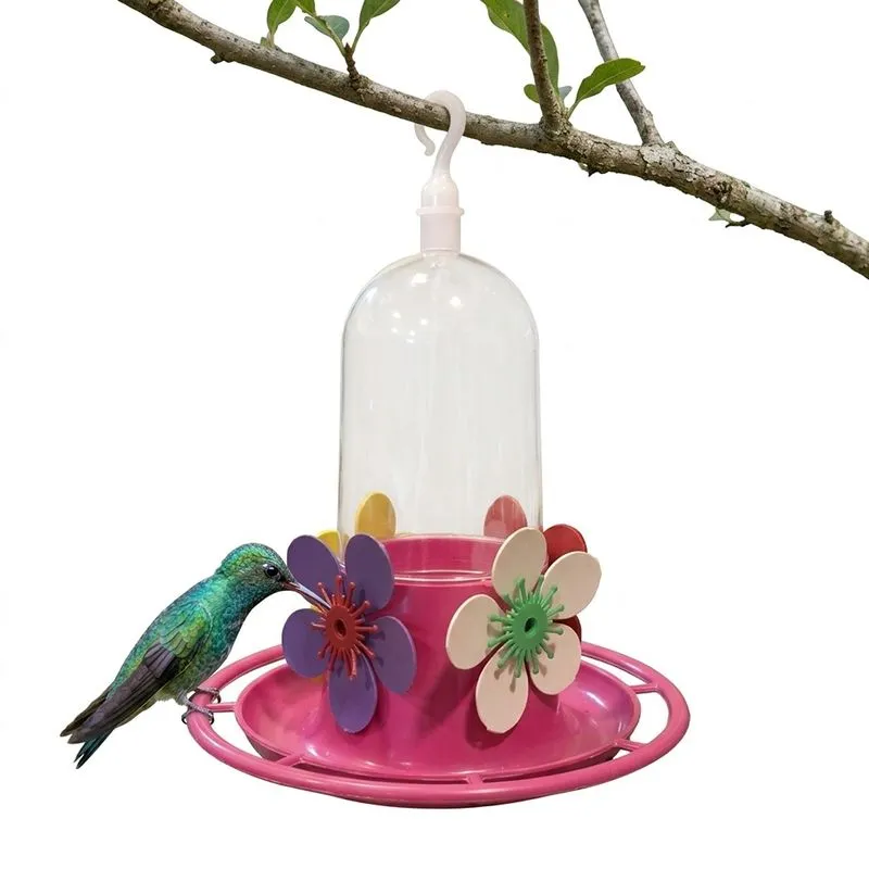 Bebedouro Para Beija-flor Com Poleiro Flores Coloridas 250ml