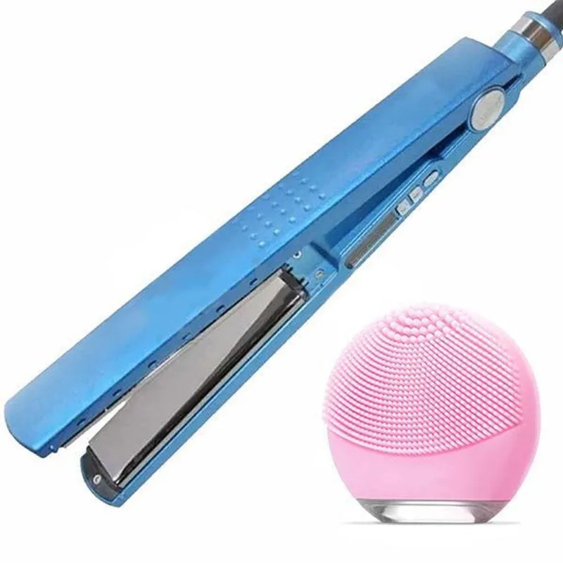 Kit 1 Prancha Nanotitanium + 1 Esponja Facial Rosa Bebê N23