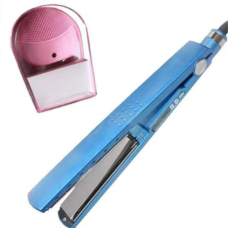 Kit 1 Prancha Nanotitanium + 1 Esponja Facial Rosa Bebê N25