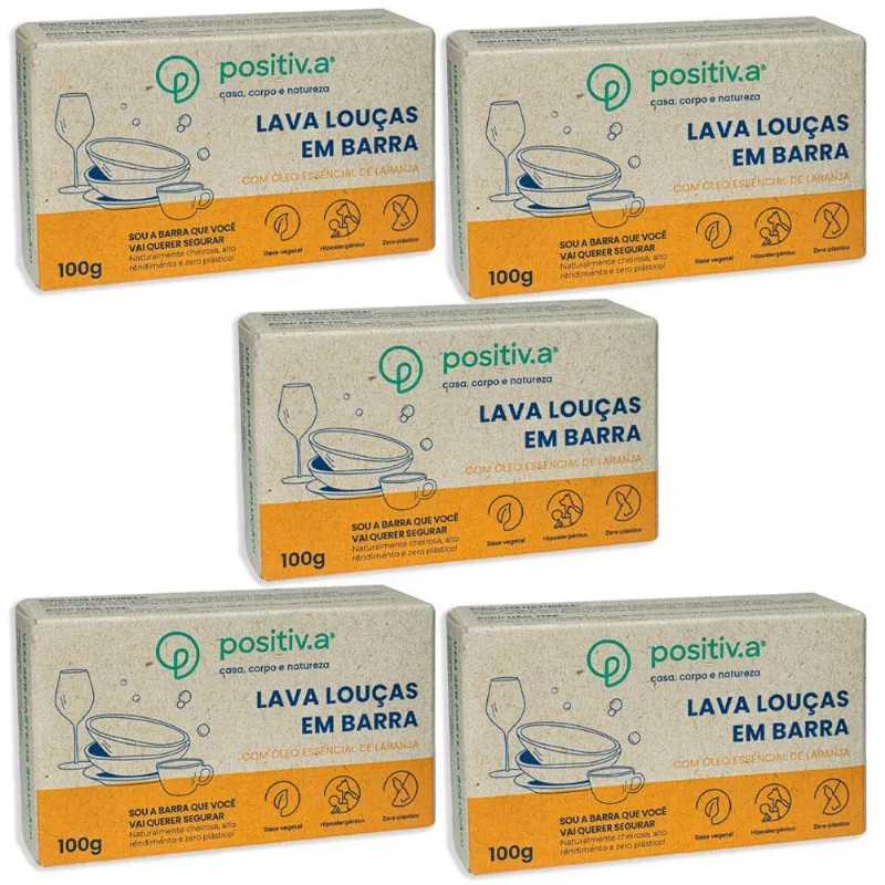 Lava Louças Em Barra Laranja 100g Positiv.a - Combo 5 Und.