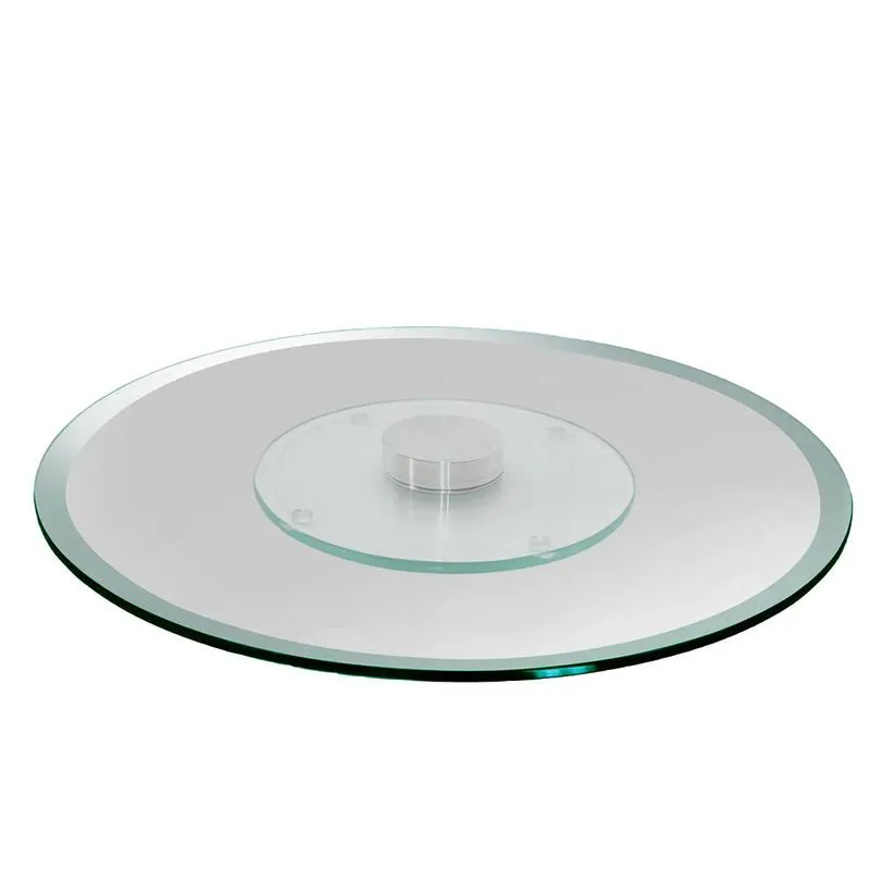 Prato Giratório Bisotado Com Base Inox Luxo 70cm X 10mm