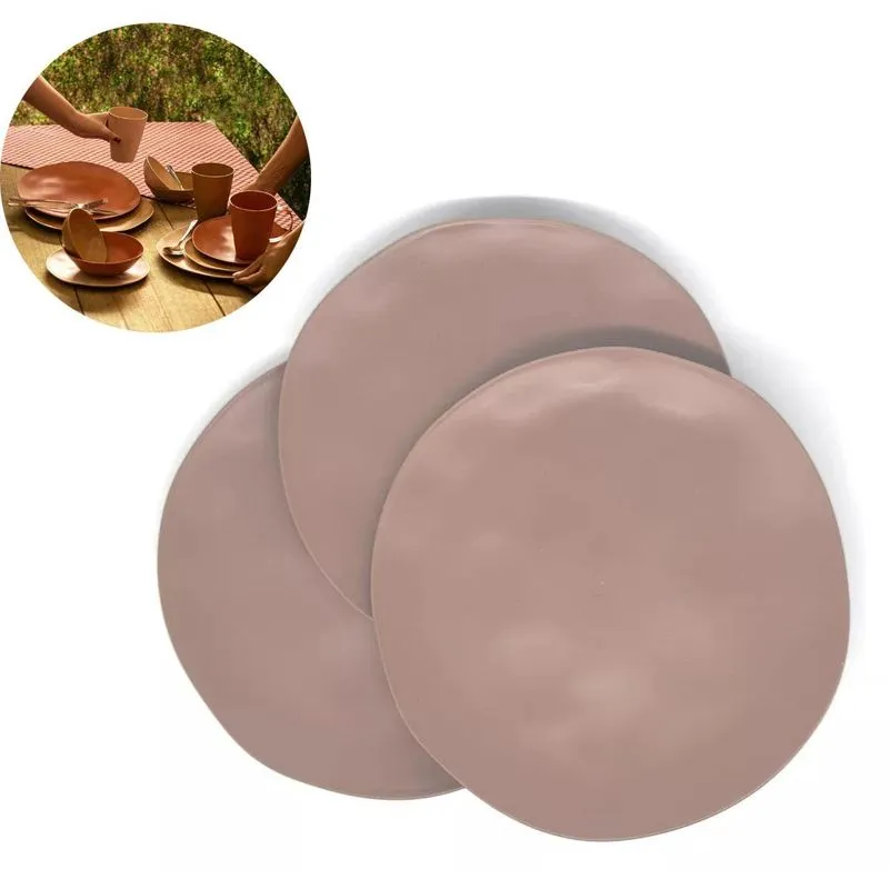 Kit 6 Prato Sobremesa De Bambu Sortido 19,5 Cm Mesa Posta