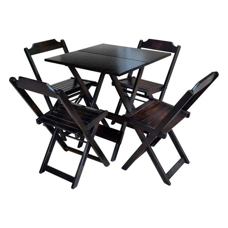 Conjunto De Mesa Com 4 Cadeiras De Madeira Dobravel 70X70 Tabaco - Marrom