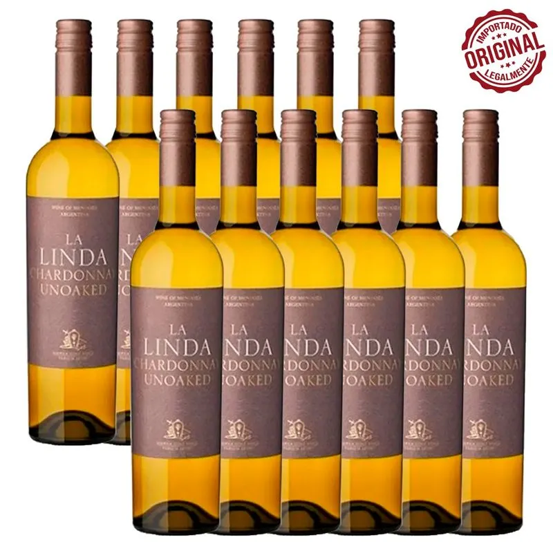 Kit 12 Garrafas Vinho Argentino La Linda Chardonnay 750ml
