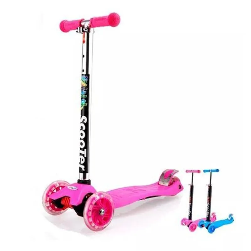 Patinete Infantil Regulável Até 70kg Com Luzes Led - Rosa