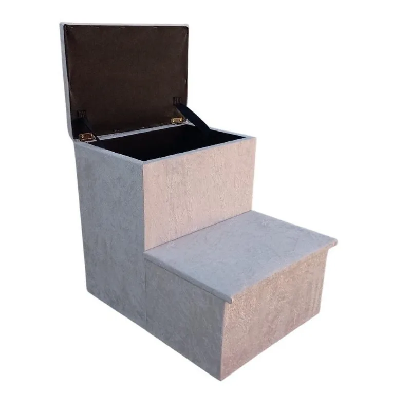 Escada Pet Baú Em Suede Escadinha Para Cachorro E Gato