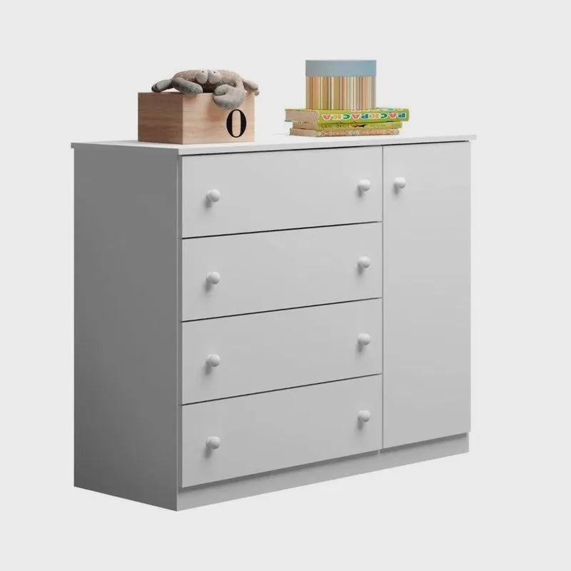 Cômoda Para Quarto Infantil Com 1 Porta E 4 Gavetas Elisa - Phoenix Baby