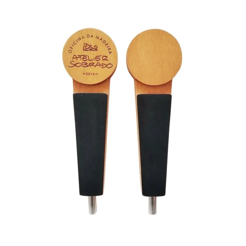 Tap Handle Redondo Manopla Torneira Cerveja Chopp Em Madeira