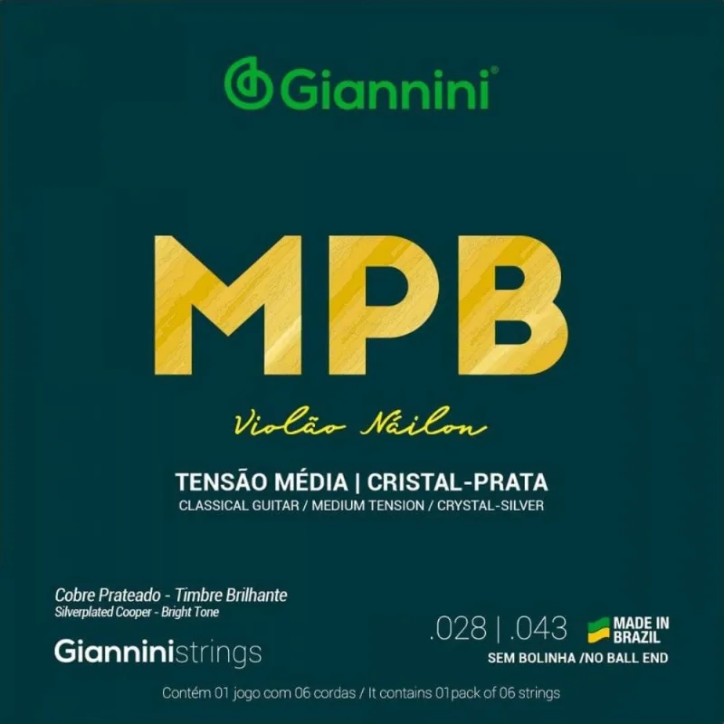 Kit 2 encordoamento violão nylon giannini genws médio série mpb