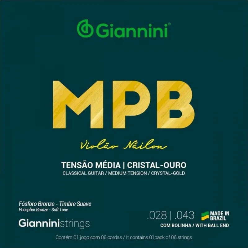 Kit 3 encordoamento violão nylon giannini genwg bolinha série