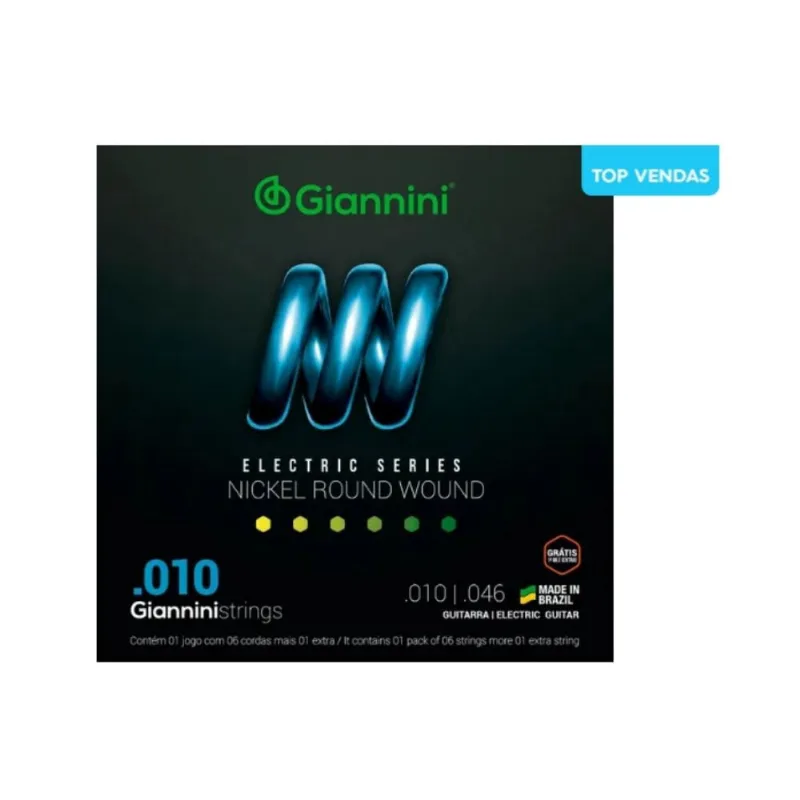 Kit 3 encordoamento guitarra giannini GEEGST.10 niquel