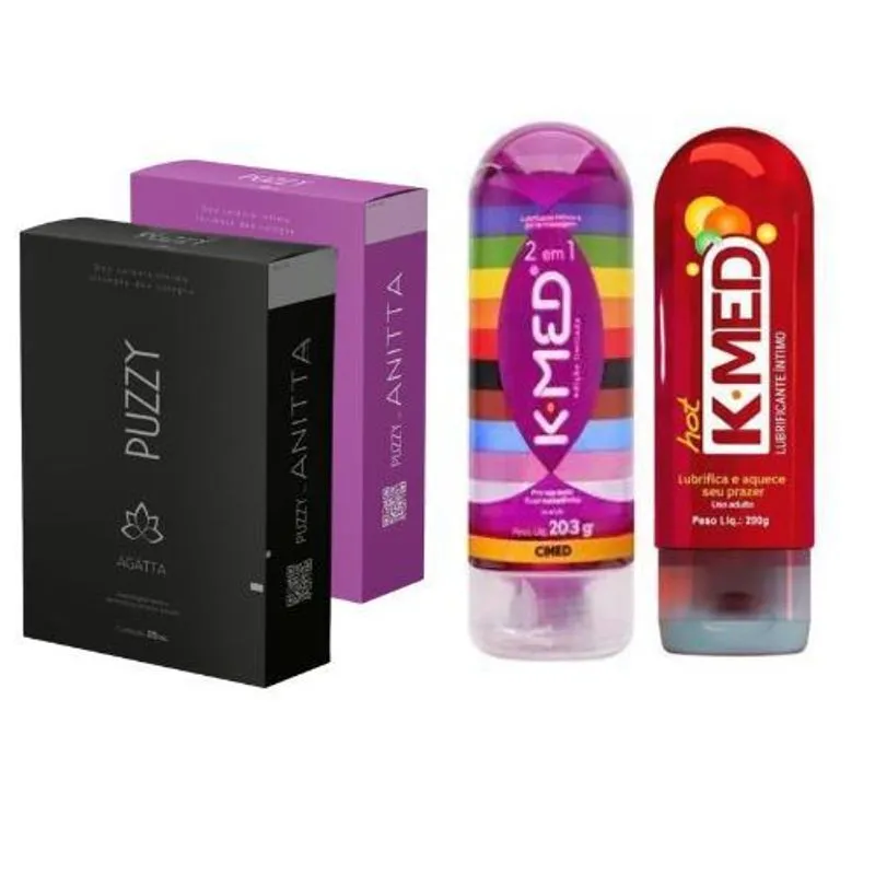 Kit Sexo Excitante 2 Perfume Puzzy + 2 Lubrificante K-med