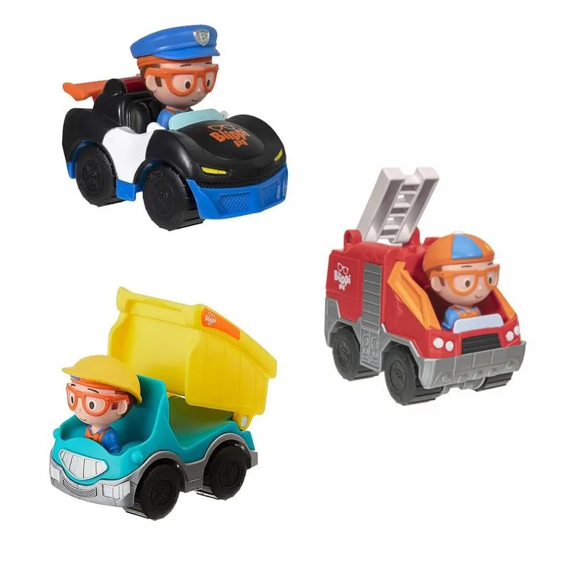 Kit C/3 - Blippi - Veículos - Policia + Bombeiro + Caminhão