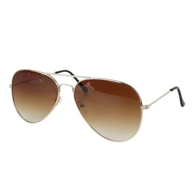 Marrom Oculos Sol Masculino Aviador Banhado Ouro Aço Inox