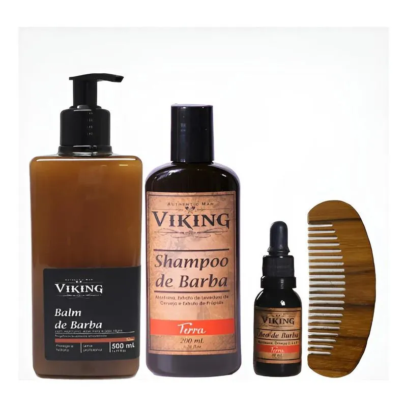 Kit Para Barba Balm 500ml, Shampoo, Oléo+ Pente