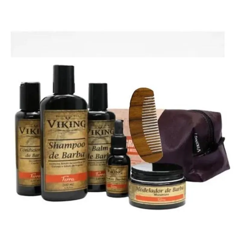 Kit Completo Para Barba + Pente - Linha Terra - Viking