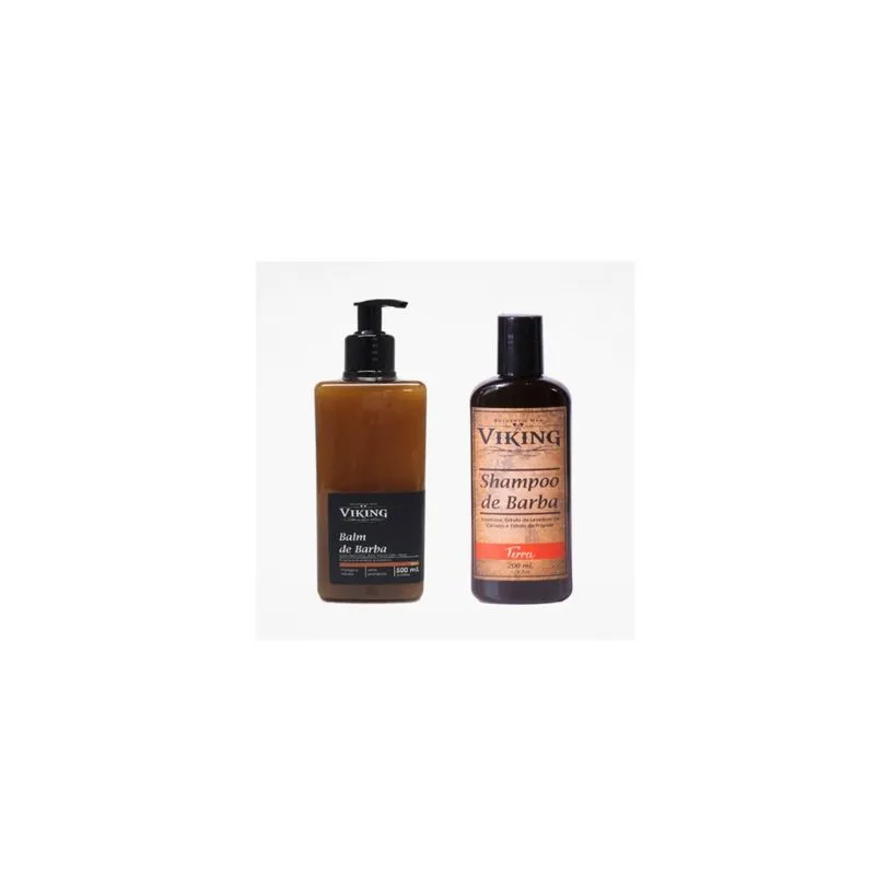 Kit Balm 500ml, Shampoo Para Barba 200ml - Viking Terra
