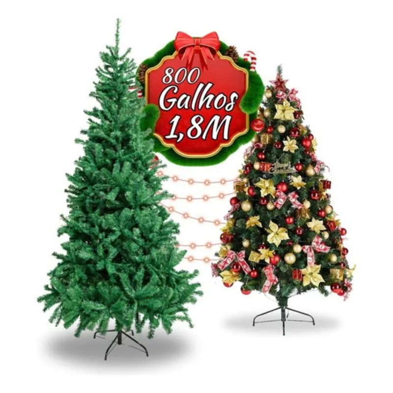 Árvore Pinheiro Natal Imperial 180cm 800 Galhos
