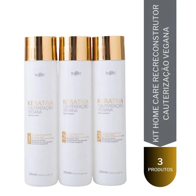 Kerativa Cauterização Vegana Kit Home Care 3 Passos