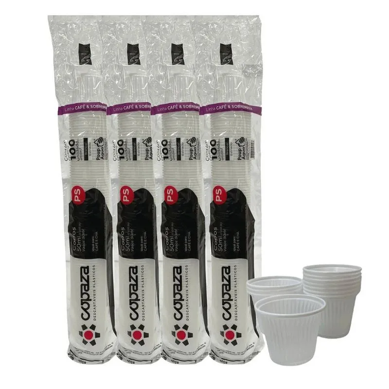 Copo 50Ml Branco 1000 Copos Plásticos Café Chá Copaza
