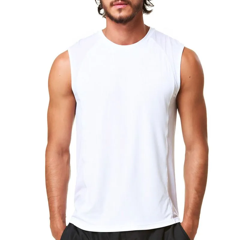 Regata Masculina Para Corrida Thermodry Recortada Basic Verão Branco - P