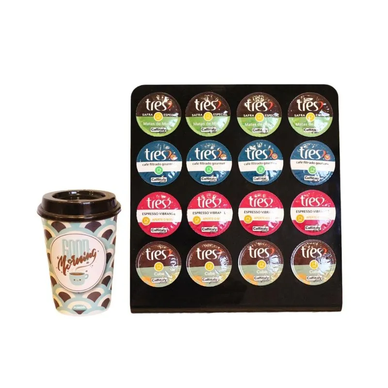 Porta Cápsulas Preto Café Três Corações Máquina Café