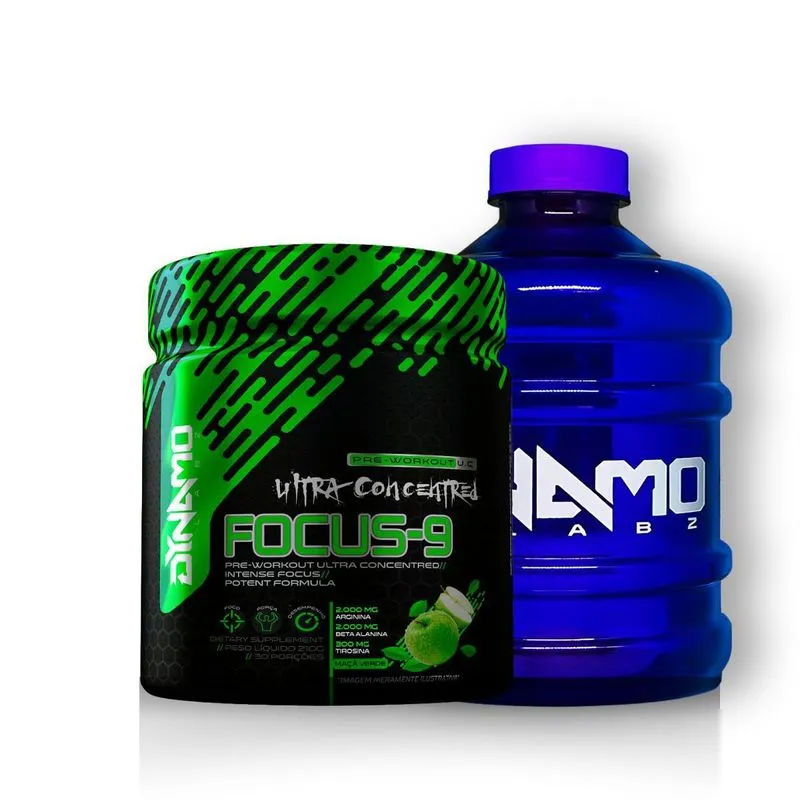 Pré Treino Focus-9 210g + Galão 1lt Dynamo Labz