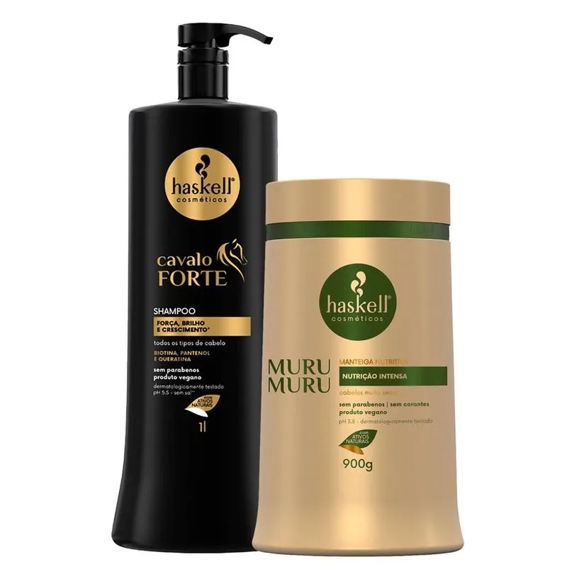 Kit Haskell Cavalo Forte Shampoo 1L + Máscara Murumuru 900g