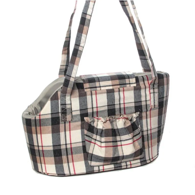 Bolsa De Transporte Xadrez Marrom - M