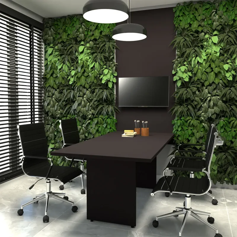 Conjunto Sala de Reunião Mesa 1,80m e Painel para TV Preto F5