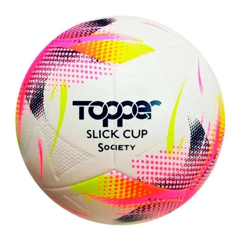 Bola Society Topper Slick Cup Branco Rosa