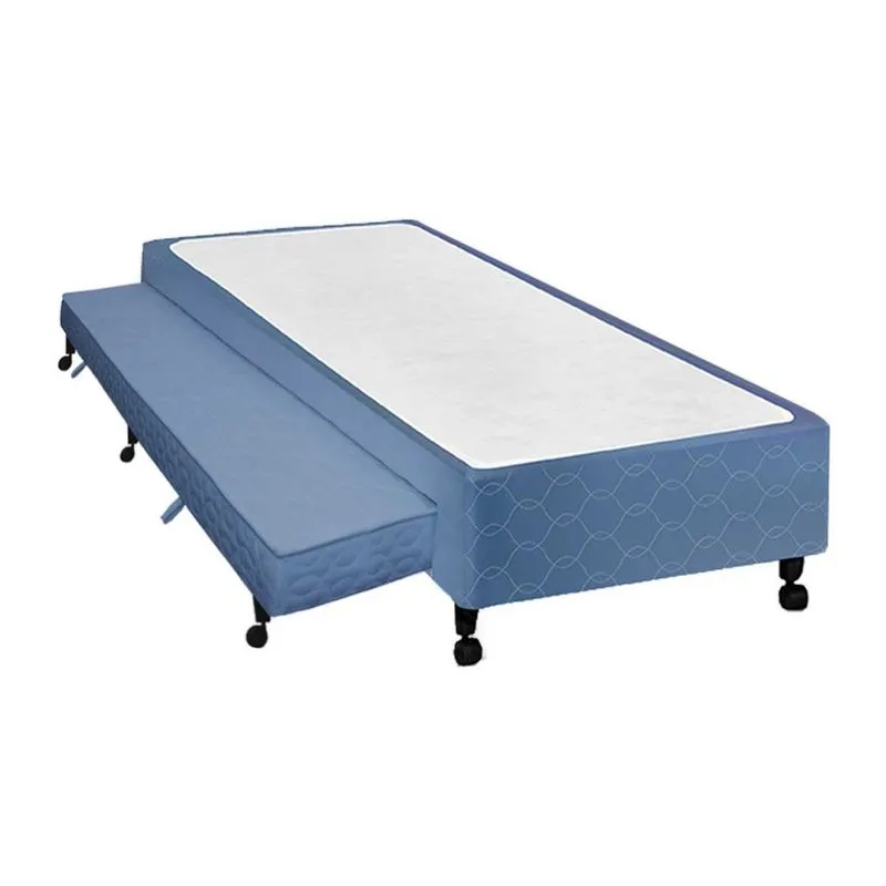 Cama Box Base c/Auxiliar Solteiro Poli Tecido Blue (78x188x27) - Castor