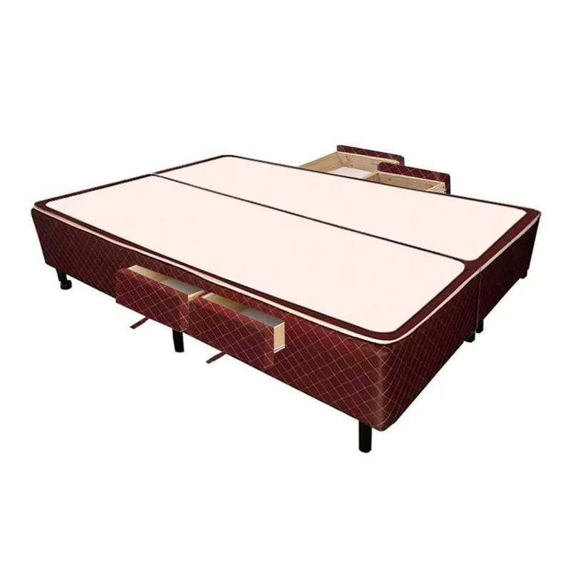 Cama Box Base c/ Gavetas 4 Gavs King Poli Tecido Brown (193x203x27 (2 uni 96X203)) - Castor