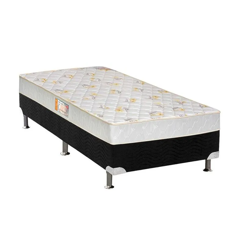 Conjunto Box Solteiro: Colchão Espuma Castor D28 Sleep Max + Base crc Suede Black(88x188)