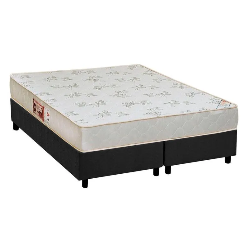 Conjunto Box Queen: Colchão Espuma Castor D33 Sleep Max Relax + Base crc Suede Gray(158x198)