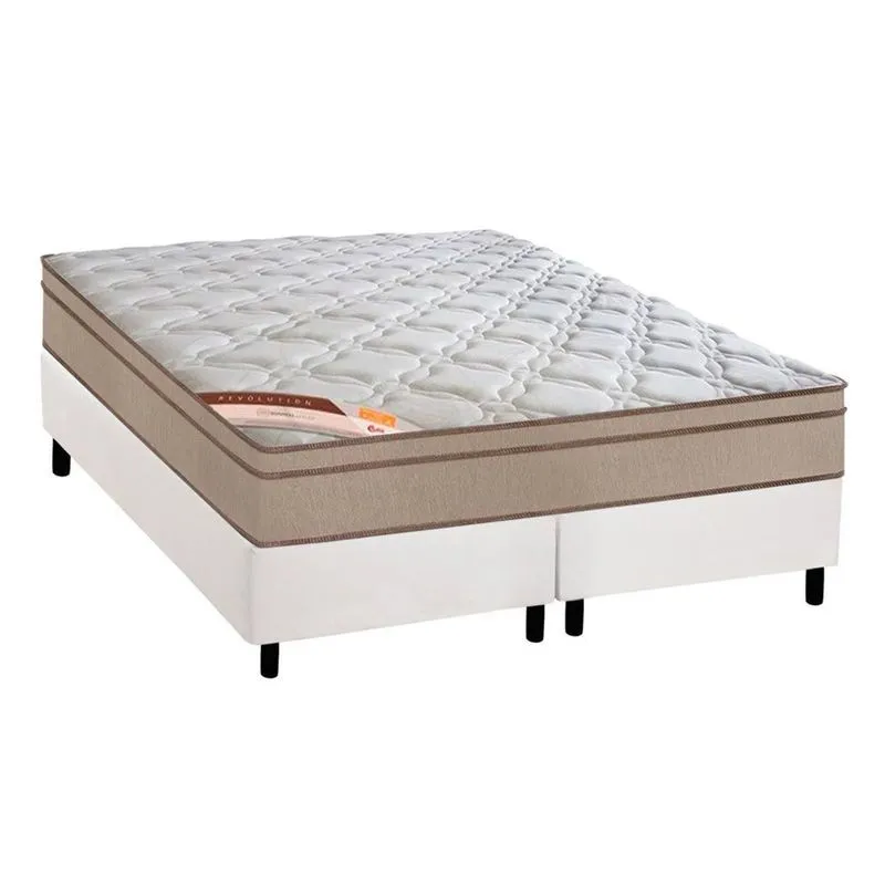 Conjunto Box King: Colchão Molas Castor Pocket Revolution Híbrido + Base crc Courano White(193x203)