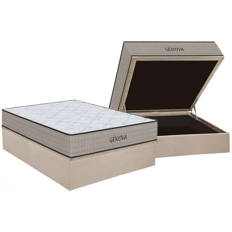 Conjunto Box Baú Casal: Colchão Espuma Orthoflex D45 Genova + Base CRC Suede Clean (138x188)