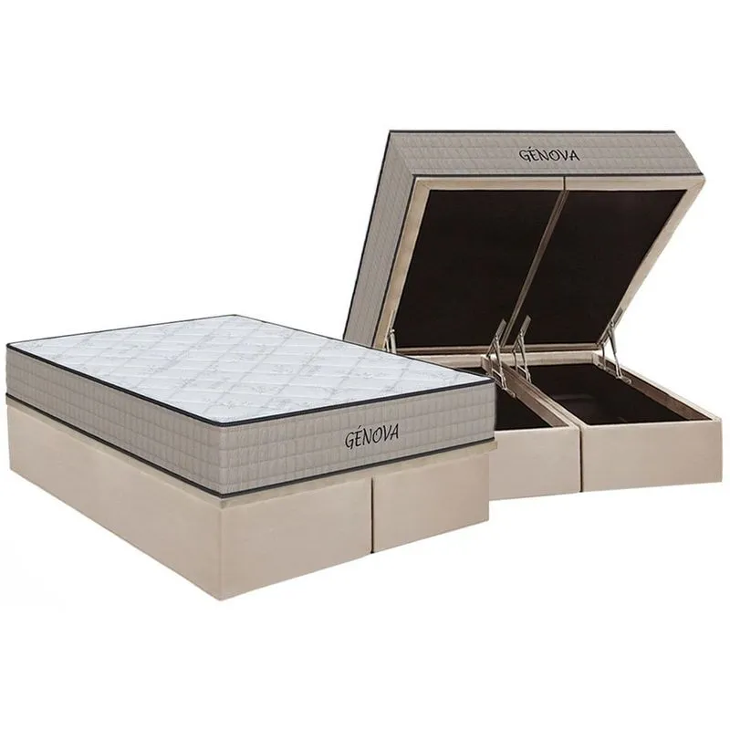 Conjunto Box Baú Queen: Colchão Espuma Orthoflex D45 Genova + Base crc Suede Clean(158x198)