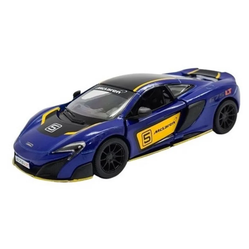 Miniatura Mclaren 675 lt Kinsmart 1/36 Metal e Fricção Azul