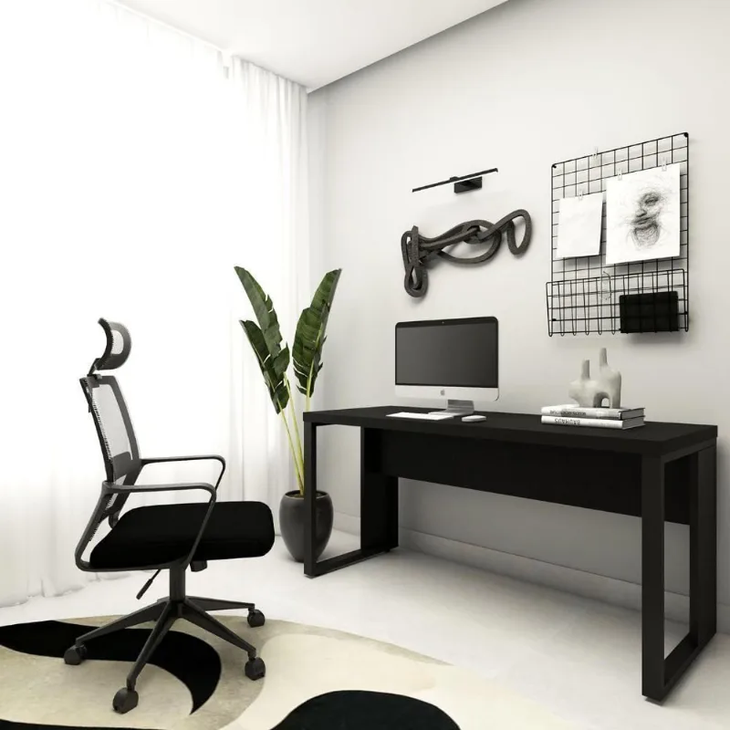 Mesa Industrial Tampo Engrossado MDP 150CM Preto F5 Office