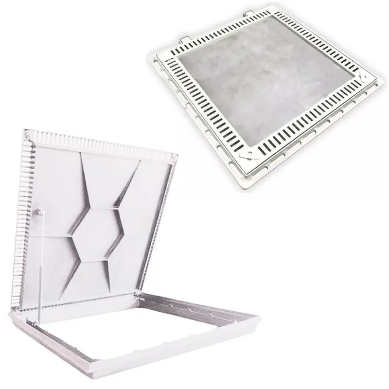 Tampa De Piscina Para Casa De Maquina Com Grelha Invisível 80x80cm Branco